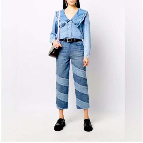 GANNI Misy Cropped Straight Leg Jean